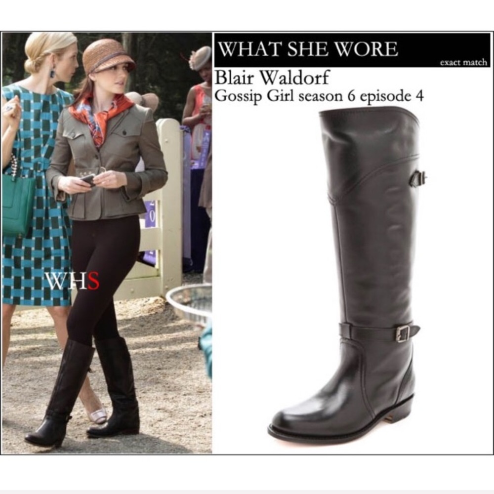 Frye Dorado Polished Genuine Leather Bordeaux/Light Red Knee High Riding Boots - Picture 5 of 16
